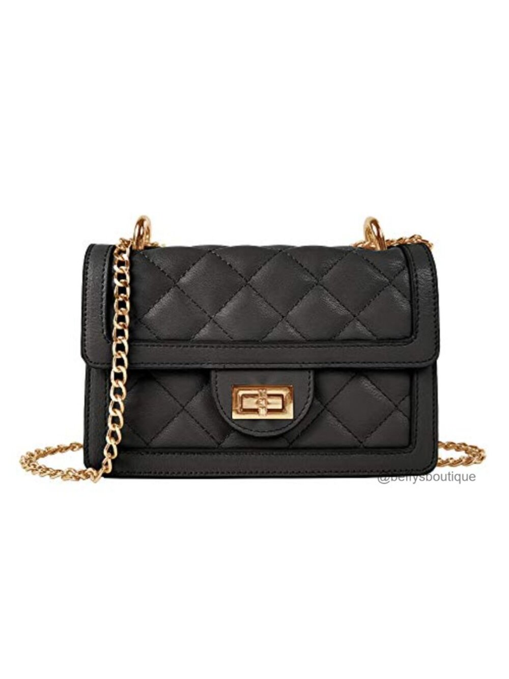 Quilted Crossbody Bag Vegan Leather Gold Chain Mini Shoulder Purse